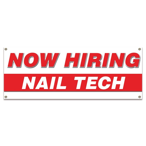 Signmission Now Hiring Nail Tech Banner Apply Inside Accepting Application Single Sided B-30279 - main